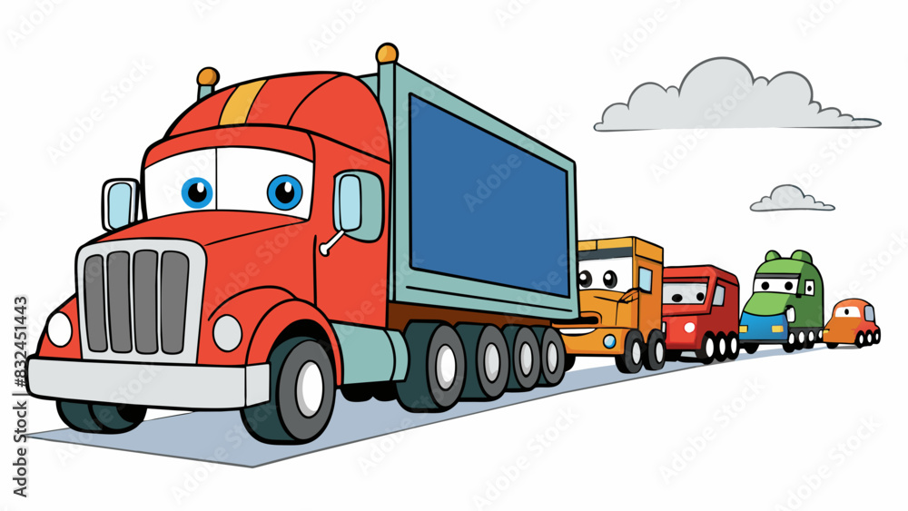 Poster the truck rumbled down the highway its enormous size making all the other vehicles seem like mere to