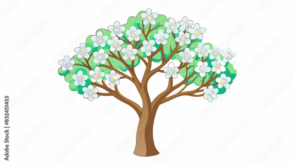 Poster the tree was adorned with delicate white blooms that fluttered in the breeze like snowflakes. they w