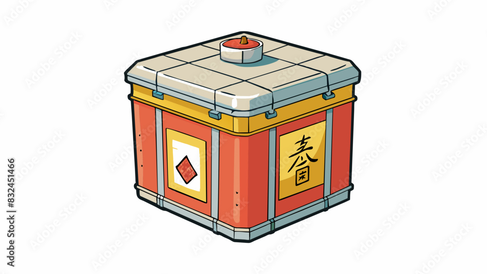 Poster The unidentified object appeared to be a type of container with a lid that was tightly sealed and covered in foreign markings. It felt cold to the. Cartoon Vector.