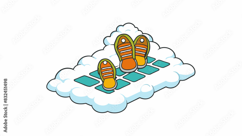 Poster The wake of the runner was a pattern of footprints in the freshly fallen snow. Each step left a deep impression marking the path taken through the. Cartoon Vector.
