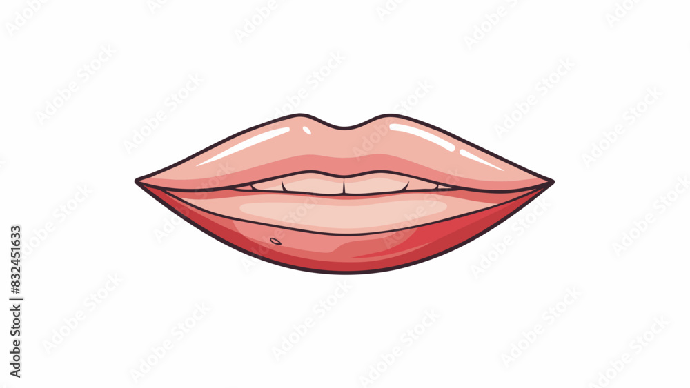 Poster Thin and pale This lip is narrow and lacks volume with a pale tone that makes it appear delicate and fragile.. Cartoon Vector.