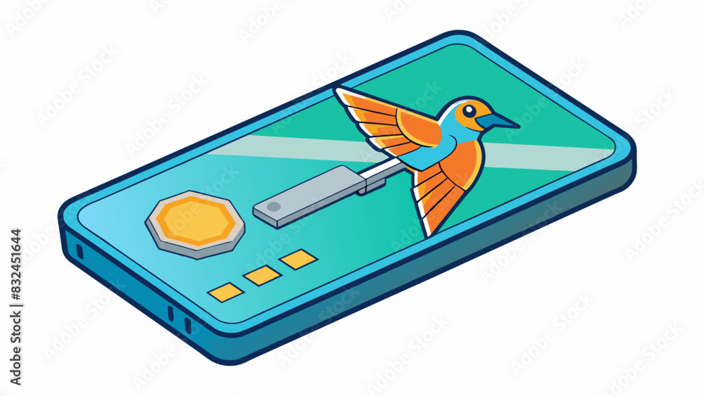 Poster This token is a rectangular piece of plastic measuring about 2 by 3 inches. It has a holographic image of a bird in flight on one side and a magnetic. Cartoon Vector.