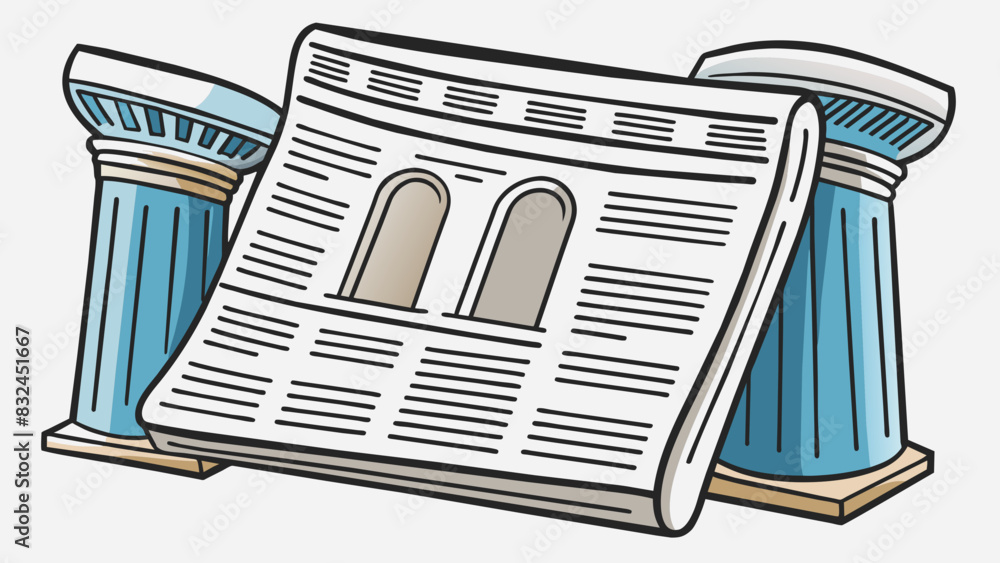 Poster Three columns in a newspaper with the text in each one being aligned on both the left and right sides can be considered justified.. Cartoon Vector.