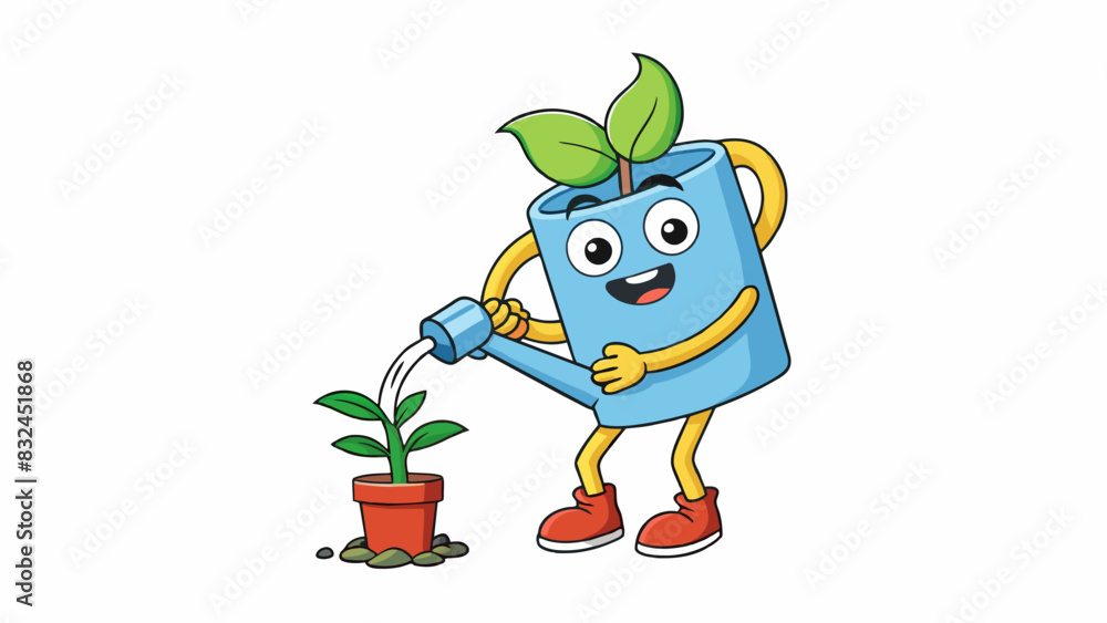Poster watering a plant maintaining a plant involves regularly watering it to keep the soil moist and provi
