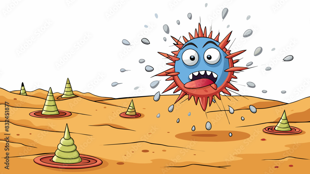 Poster Visualize a sharp piercing wind blowing through a barren landscape leaving nothing in its wake but destruction and misery. This gusty force carries. Cartoon Vector.