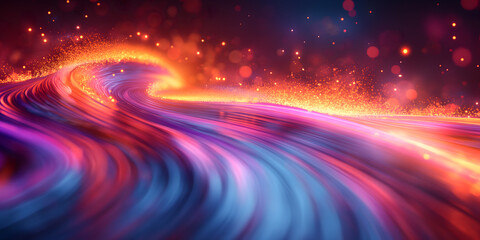 Obraz premium Mystical Fiery Light Trails in a Vivid Cosmic Landscape