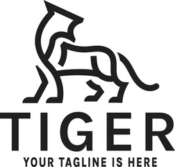 tiger logo design, black and white tiger sketch