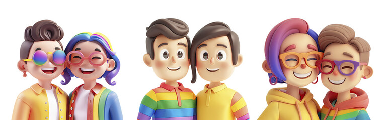 Fototapeta premium 3D cute cartoon lgbt character. LGBT character set.