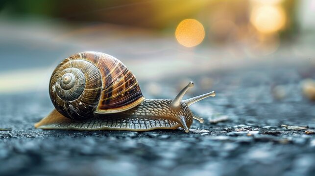 The snail is moving slowly