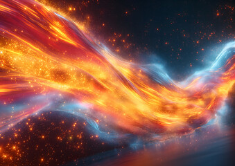 Obraz premium Fiery Nebula Storm: A Mesmerizing Cosmic Phenomenon