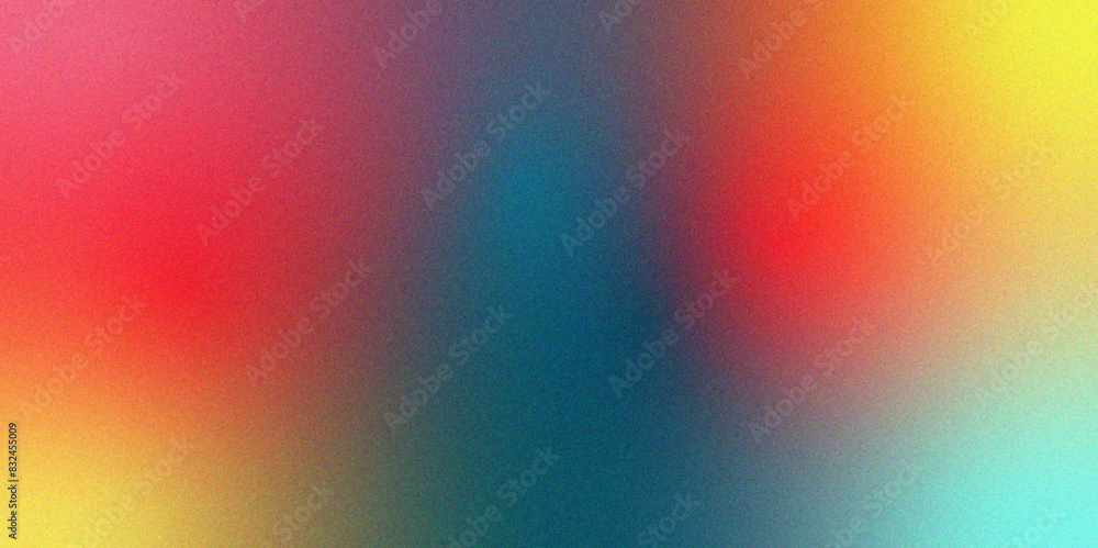 Poster Abstract vibrant Rainbow colors gradient background. Noise texture color gradient backdrop header. Grainy gradient summer poster banner design with rough, grain, and noise.