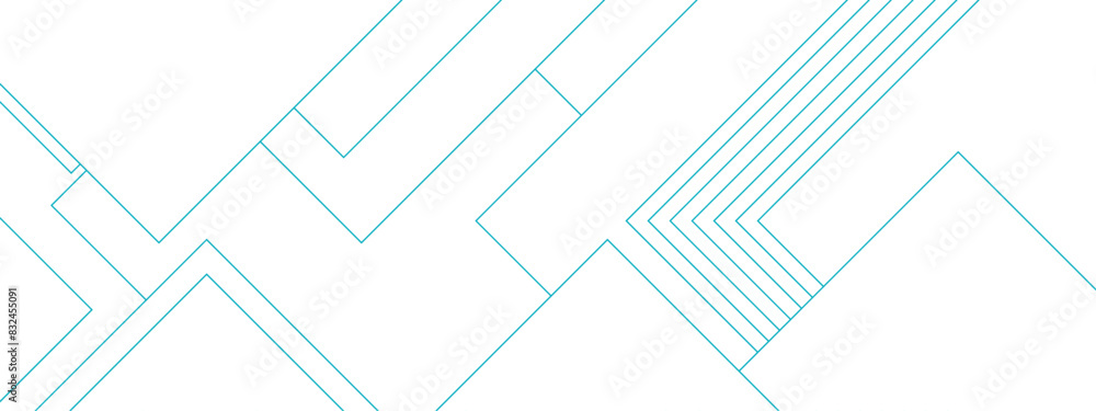 Aufkleber abstract blue and white square line shape with futuristic concept background. futuristic architectur