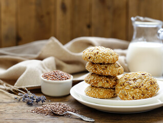 cereal biscuits with seeds of flax and sunflower
