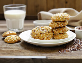 cereal biscuits with seeds of flax and sunflower