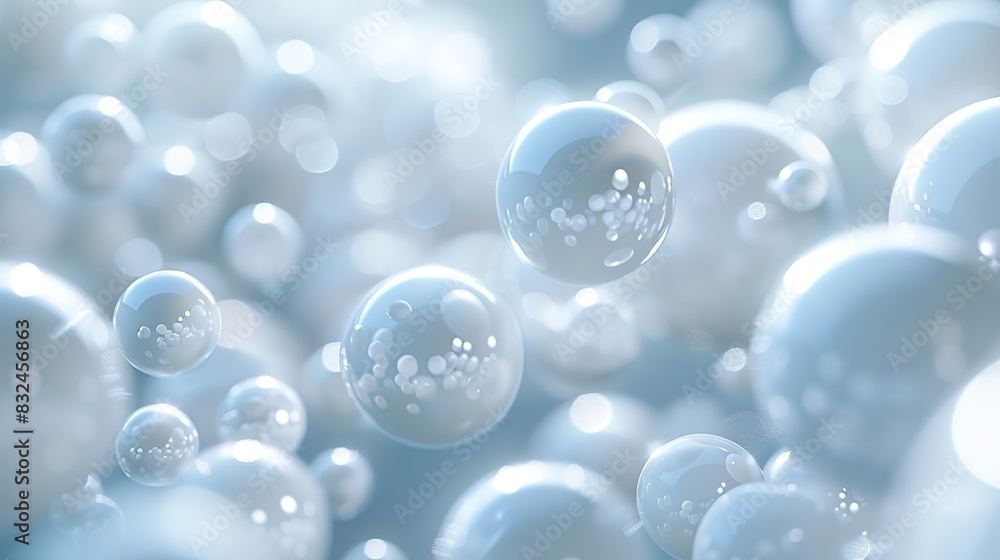 Poster background with delicate, floating spheres casting soft shadows