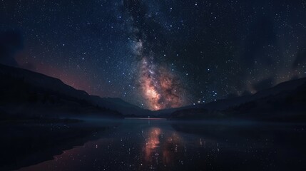 A peaceful night sky with a visible Milky Way and countless stars, creating a sense of awe and wonder