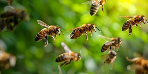 Bees Swarm and Attack a Group of People. Concept Bees Attack, Safety Measures, Swarm Behavior, Emergency Response