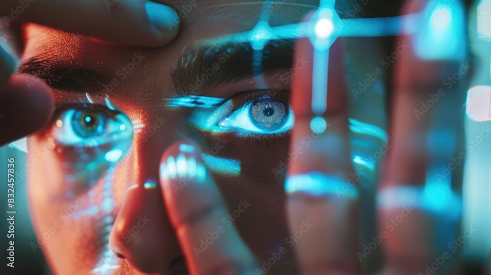 Poster a person using advanced biometric authentication technology, such as a retinal scanner or fingerprin