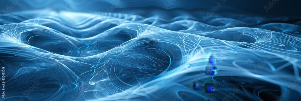 Aufkleber vibrant digital art with glowing particles and swirling lines in a dynamic virtual space