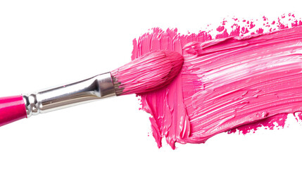 Obraz premium Hand painted stroke of pink paint brush 