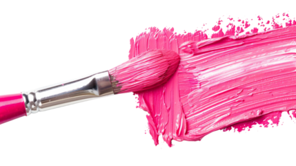 Hand painted stroke of pink paint brush 