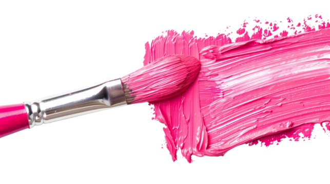 Hand painted stroke of pink paint brush 