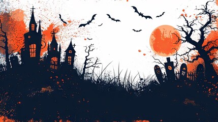 Illustration poster featuring Halloween in bright colors.
