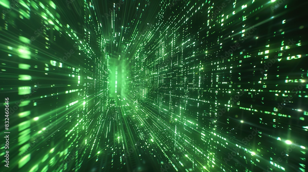 Aufkleber digital background with a matrix of glowing green code