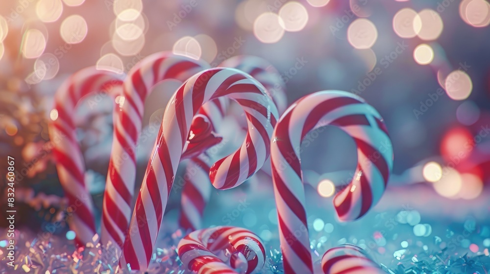 Wall mural festive candy canes on a unique backdrop