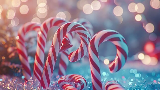 Festive candy canes on a unique backdrop
