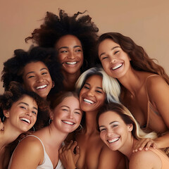 Obraz premium A group of diverse women, each with different ethnicities