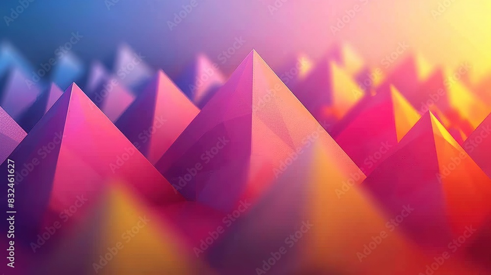 Aufkleber geometric 3d background with pyramids in a gradient of vibrant colors