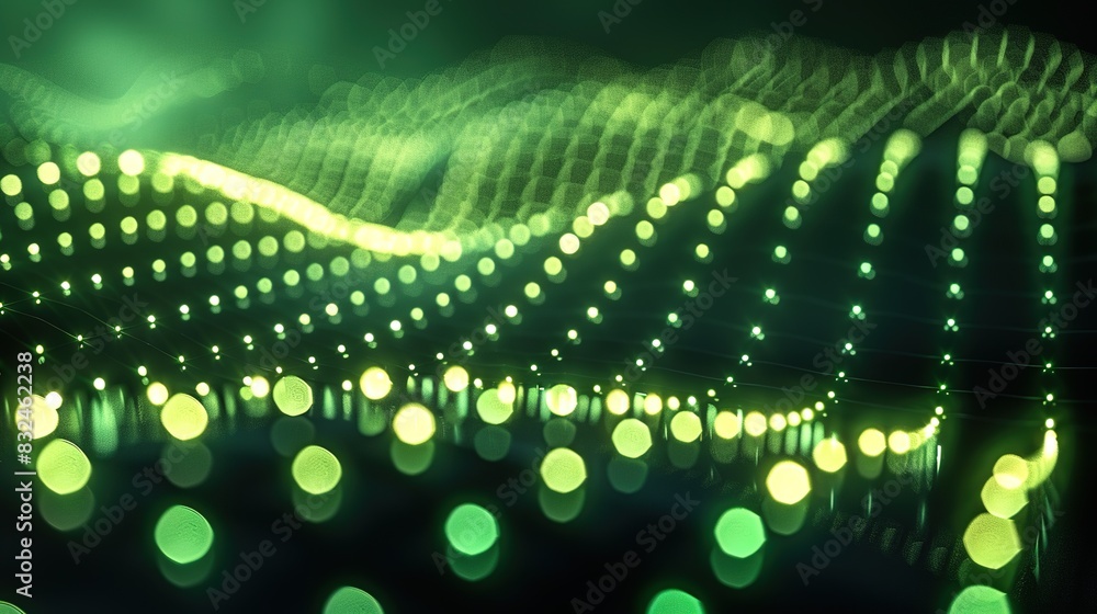 Poster background with a matrix of luminous dots forming a grid