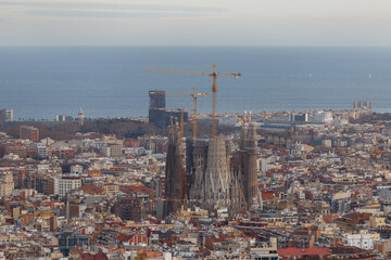 Sagrada Familia with the city in the background