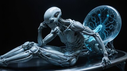 Fototapeta premium Alien Creature in a Thoughtful Pose