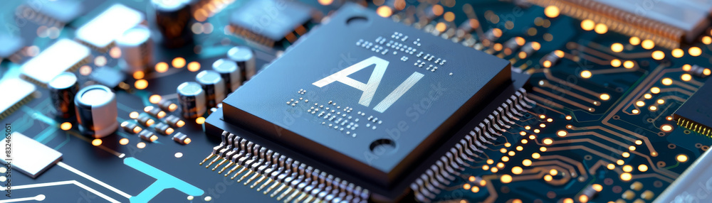 Aufkleber computer chip digital circuit with the letters ai on it, artificial intelligence technology and inno