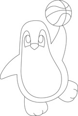 Penguin Basketball player Basketball Animal Vector Graphic Art Illustration