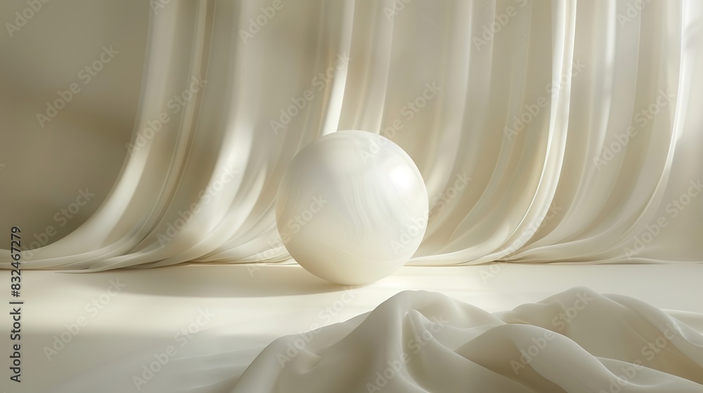Poster background featuring a smooth, seamless sphere in a neutral color palette