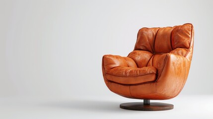High-detail photo of a stylish armchair with a swivel base, isolated on a white studio background