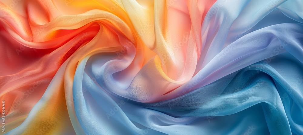 Poster soft pastel silk waves calming abstract background with ample space for text placement
