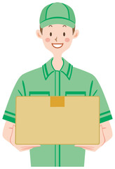 荷物を運ぶ配達員　ダンボール　宅配　配達　引っ越し
