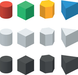 Simple colorful isometric shapes - Illustration