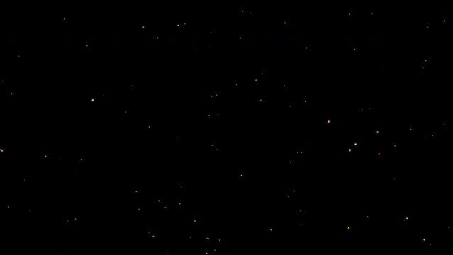 Abstract animation of golden dots blinking on a black background, creating a starry night effect. overlay