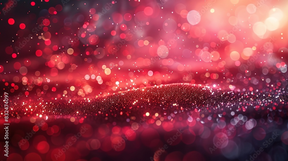 Poster background with floating, glowing particles forming abstract shapes