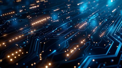 Glowing Digital Circuit Network Abstract Futuristic Technology Background
