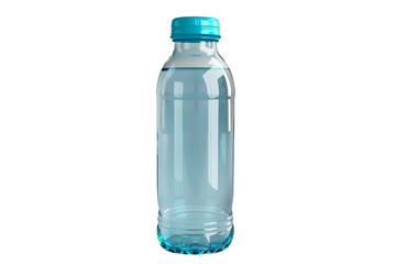 Fototapeta premium A clear bottle of water with a blue cap, Hiking & Trekking Equipment, 3D style and isolated on a transparent background.