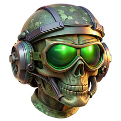 Fototapeta premium army skull wearing a modern military helmet with night vision goggles setup.