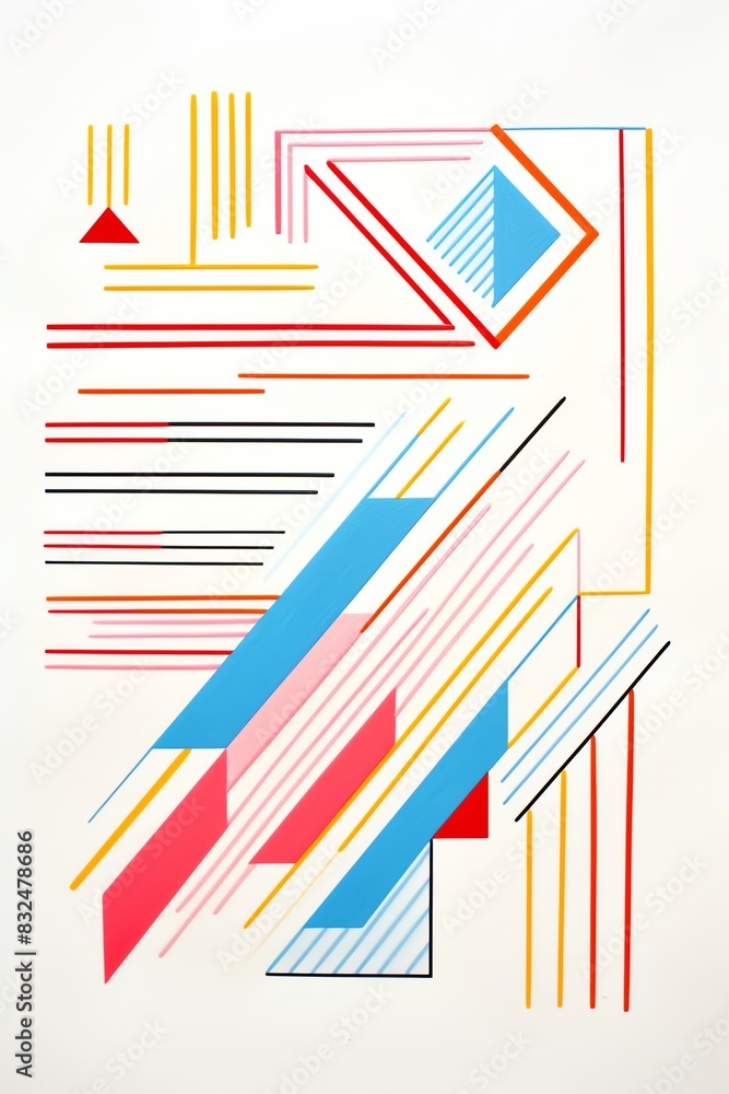 Canvas Prints abstract geometric artwork with vibrant colors and clean lines, featuring dynamic shapes in yellow, 