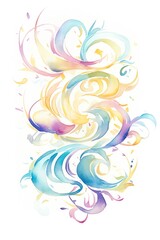 Fototapeta premium Abstract watercolor art with flowing brushstrokes in pastels, creating a dynamic, vibrant pattern with a whimsical feel.