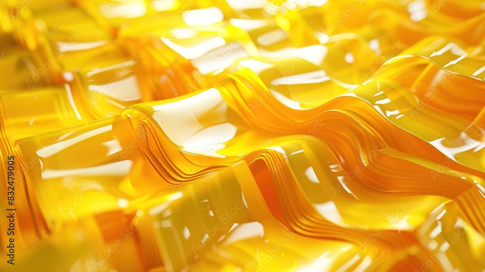 Poster yellow 3d background with a pattern of overlapping
